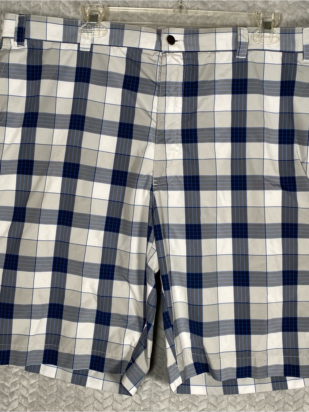 Callaway Mens Golf Shorts Size 40 Blue White Grey Plaid Flat Front Performance